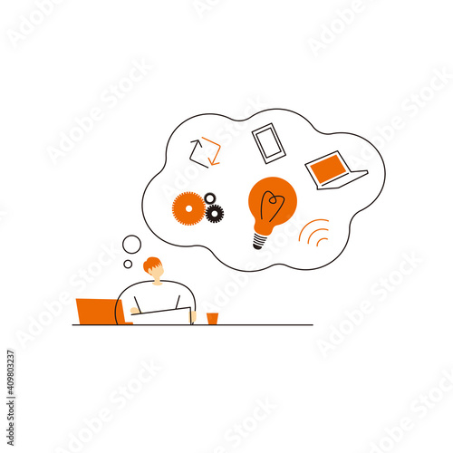 SDGs: Goal 9. Image illustration of 'INDUSTRY, INNOVATION, AND INFRASTRUCTURE'.  Vector illustration on white background.