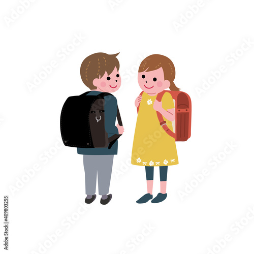 ランドセルの小学生　イラスト
