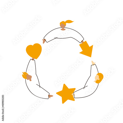 SDGs: Goal 12. Image illustration of 'RESPONSIBLE CONSUMPTION AND PRODUCTION'.  Vector illustration on white background.