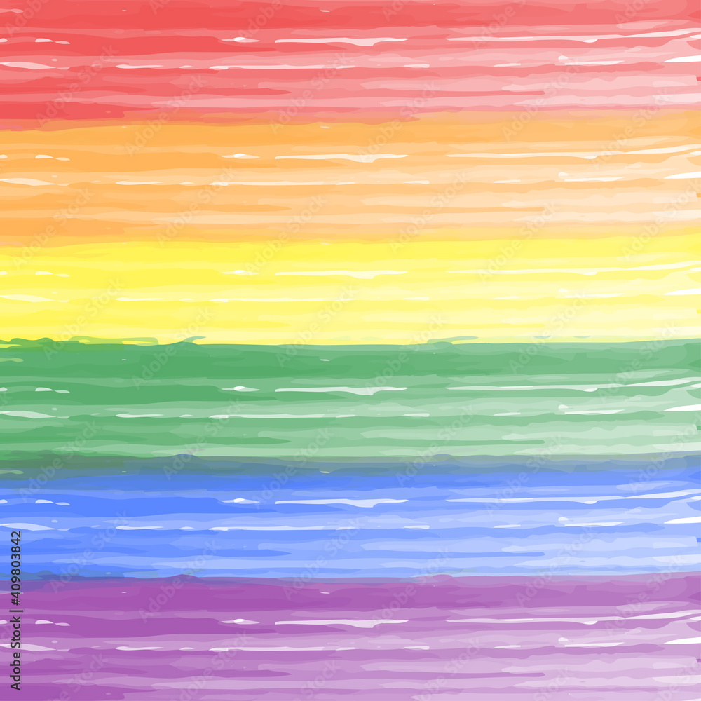 LGBT Rainbow Color  Watercolor Brush Stripes