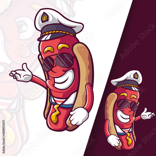 Sausage HotDog Captain Mascot Characters 