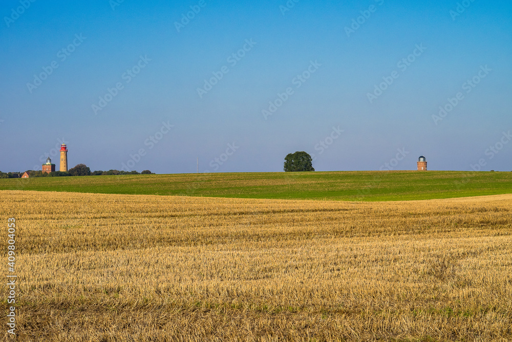 Beautiful view of famous Kap Arkona lighthouse in summer, island of Ruegen, Baltic Sea, Germany Beautiful view of famous Kap Arkona lighthouse in summer, island of Ruegen, Baltic Sea, Germany