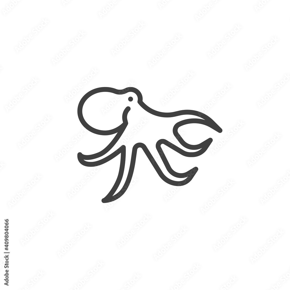 Fototapeta premium Common octopus line icon. linear style sign for mobile concept and web design. Octopus vulgaris outline vector icon. Symbol, logo illustration. Vector graphics