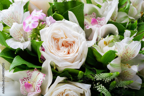 bouquet of various flowers as background