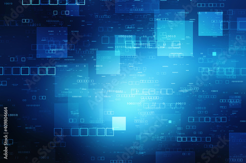 flowing number one and zero text in binary code format in technology background.