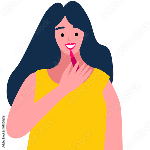 Girl paints her lips with bright red lipstick, extravagant makeup, spectacular girl