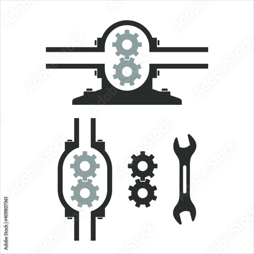 a collections of gear pump icon, vector art.