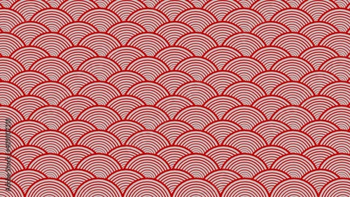 Abstract japanese traditional red water curve wave pattern background 3D rendering