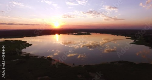 beautiful reflection flight over lake photo