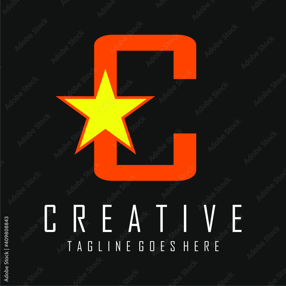 letter C logo with star symbol combination letter C logo with star symbol combination