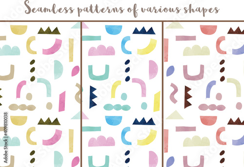 いろんな形の模様_シームレス_セット