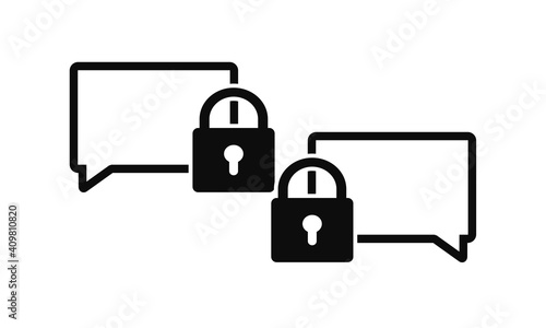 Chat speech message bubbles with padlock. Privacy chat or communication. Illustration vector