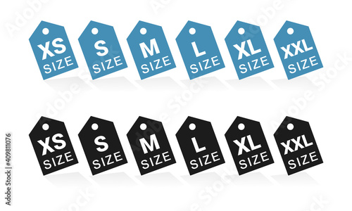 Set of clothes size labels sign. Symbols size clothing. Illustration vector