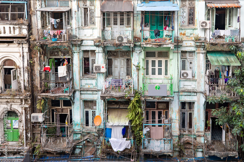 Crumbling Colonial Residential Building, Downtown Yangon, Myanmar
