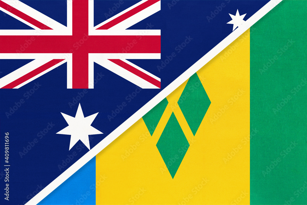 Australia and Saint Vincent and the Grenadines, symbol of national flags.