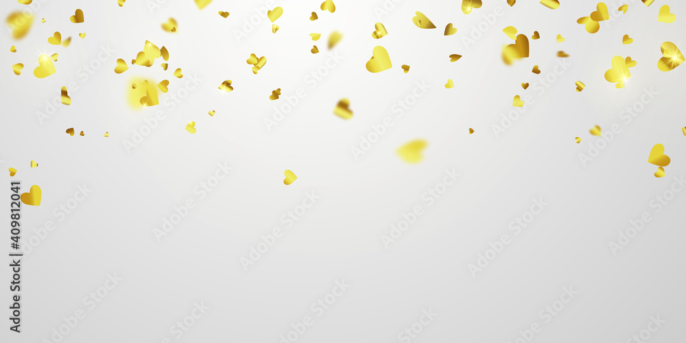 Valentine's day, banner template. confetti heart gold ribbons. Celebration luxury greeting rich card.