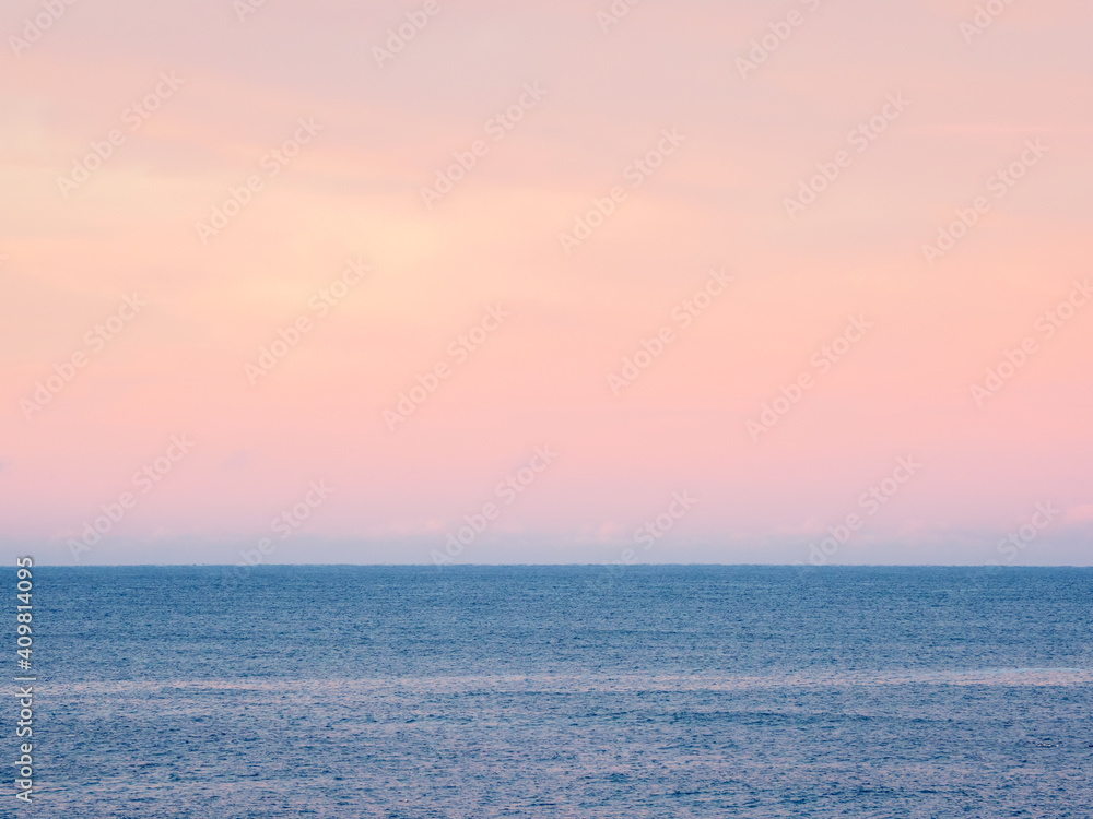 Fantastic Arctic purple evening minimalistic seascape. Natural background of magenta.