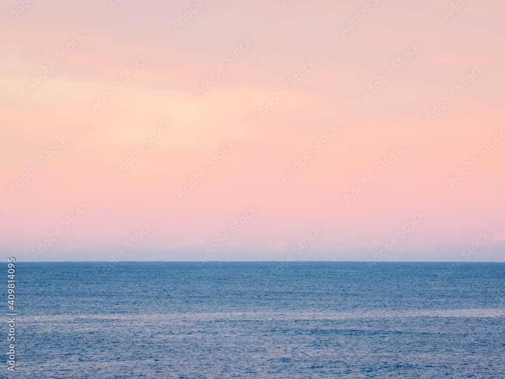 Fototapeta premium Fantastic Arctic purple evening minimalistic seascape. Natural background of magenta.
