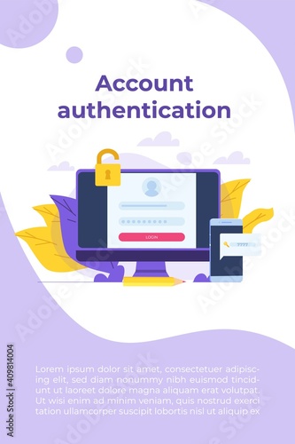 Online registration and sign up, Account authentication concept. Vector UI illustration.