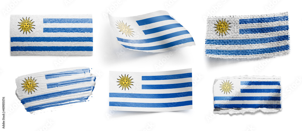 Set of the national flag of Uruguay on a white background Set of the national flag of Uruguay on a white background