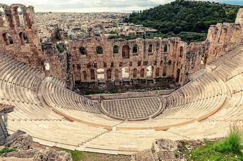 Antique open air theatre in Acropolis, Greece. photo