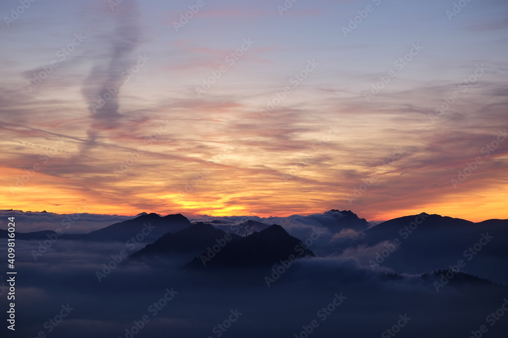 Panoramic views of Alps mountain range in Germany and Austria Panoramic views of Alps mountain range in Germany and Austria