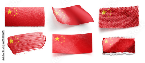 Set of the national flag of China on a white background