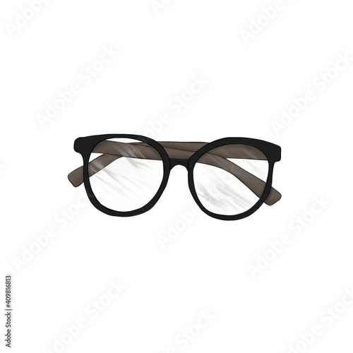 Glasses Isolated On A White Background Hand Drawn Illustration 