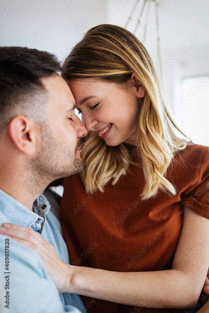 Cute couple in love hugging and having great time together at home Cute couple in love hugging and having great time together at home