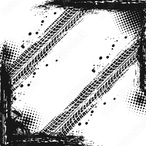 Offroad grunge tyre prints, vector grungy abstract black pattern on white background. Auto rally or motocross dirty tires print, off road trails texture for racing tournament or garage service design