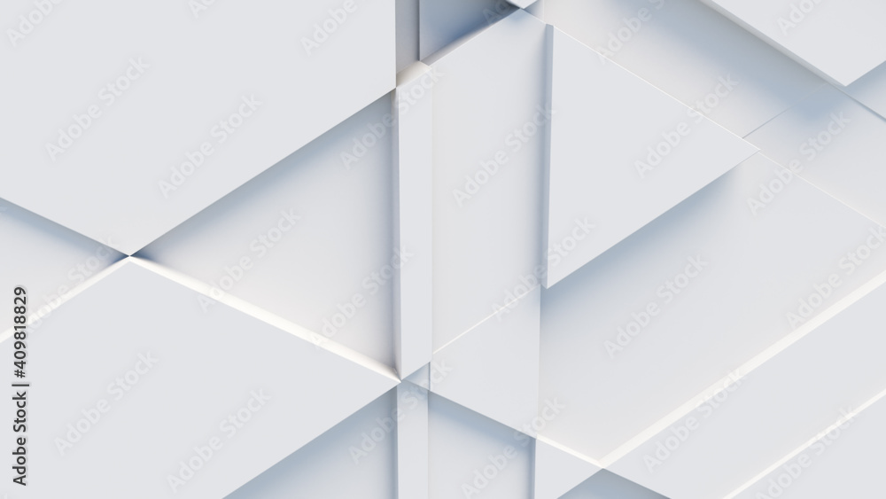 White tech background, with a geometric 3D structure. Clean, minimal design with simple futuristic forms. 3D render White tech background, with a geometric 3D structure. Clean, minimal design with simple futuristic forms. 3D render