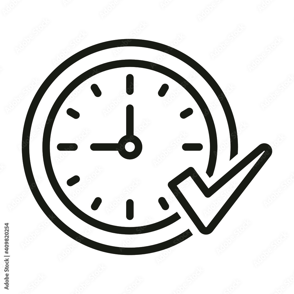 Time clock with check symbol line style icon vector illustration design. EPS10 Time clock with check symbol line style icon vector illustration design. EPS10
