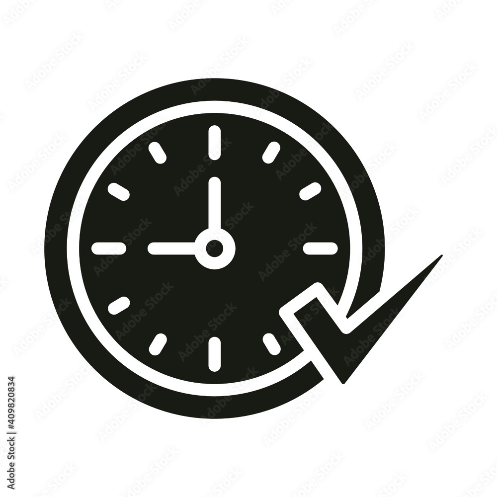 Time clock with check symbol solid style icon vector illustration design. EPS10 Time clock with check symbol solid style icon vector illustration design. EPS10