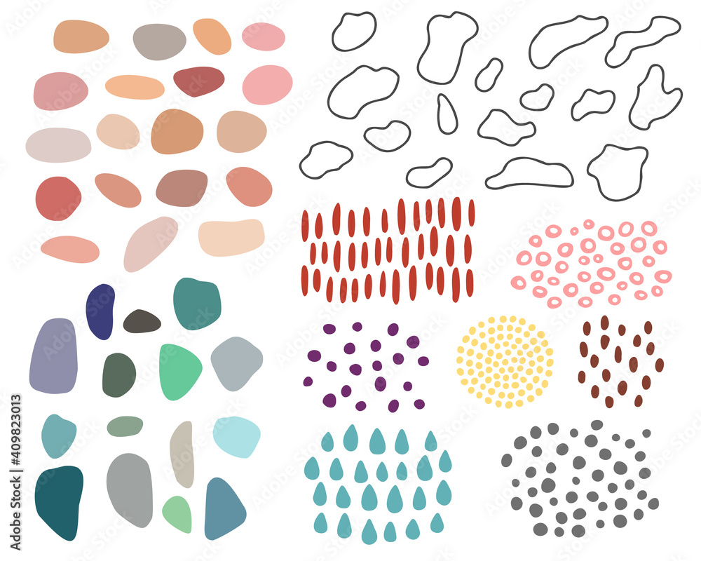 Fototapeta premium Vector set of abstract shapes, lines and textures, isolated on white background.