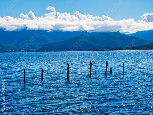 Baikal judges, view of the village of Slyudyanka, Lake Baikal, Russia photo