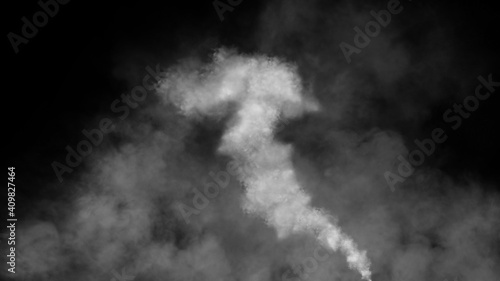 Explosion chemistry smoke bomb on isolated background. Freezing dry fog bombs texture overlays.