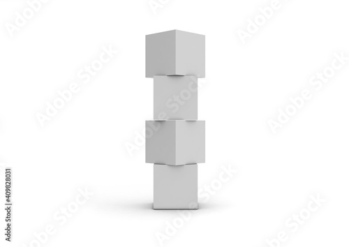 3D illustration of a blank Cubes Display or Totem for action at the point of sale photo