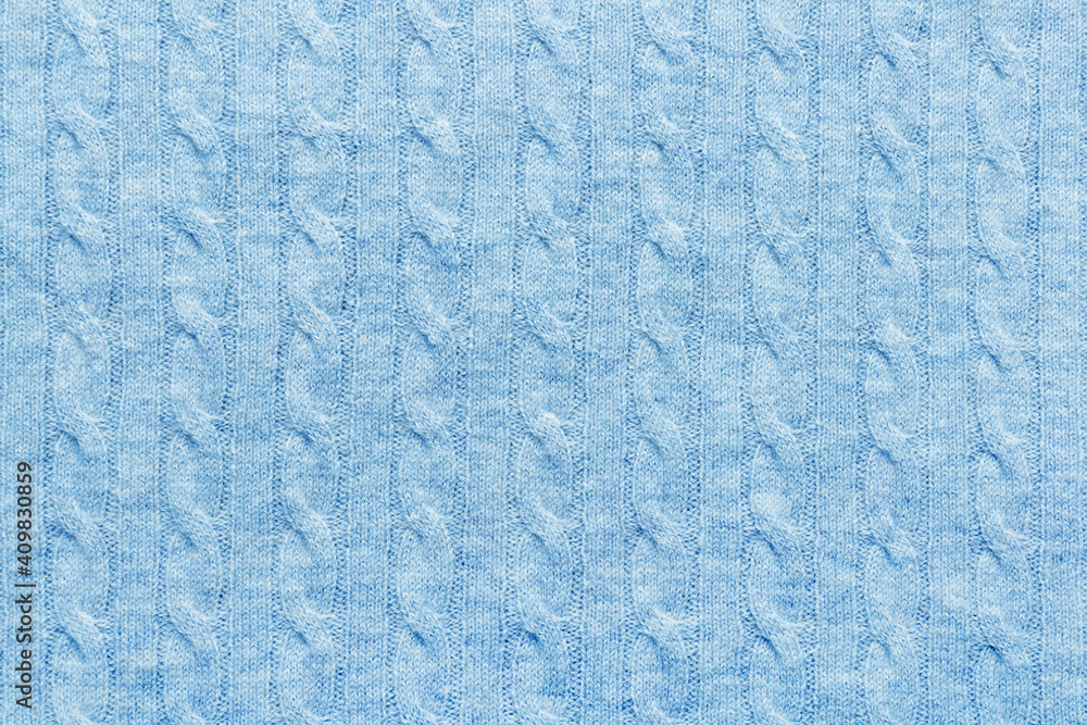 Blue knitted fabric background Blue knitted fabric background