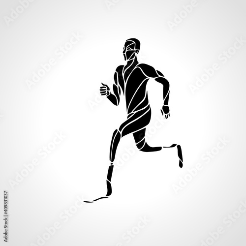 Athlete disabled amputee runner silhouette vector eps10