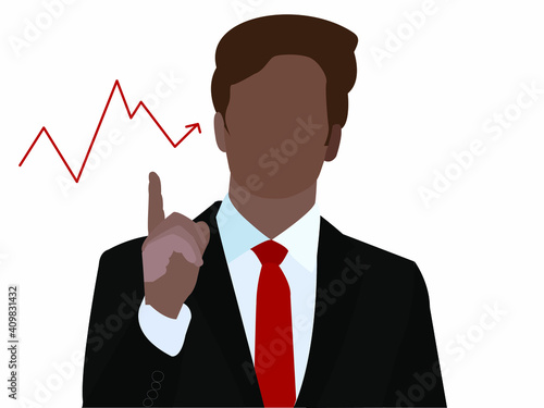 An adult man shows a thumb up. Sudden idea. Search for solutions to problems. Vector graphics.