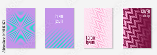 Minimalist trendy cover. Purple and turquoise. Linear flyer, web app, journal, report concept. Minimalist trendy cover with line geometric elements and shapes.