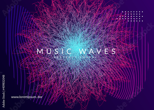 Music poster. Energy show invitation template. Dynamic fluid shape and line. Neon music poster. Electro dance dj. Electronic sound fest. Club event flyer. Techno trance party.