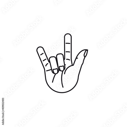 Hand sign for I love you vector line con