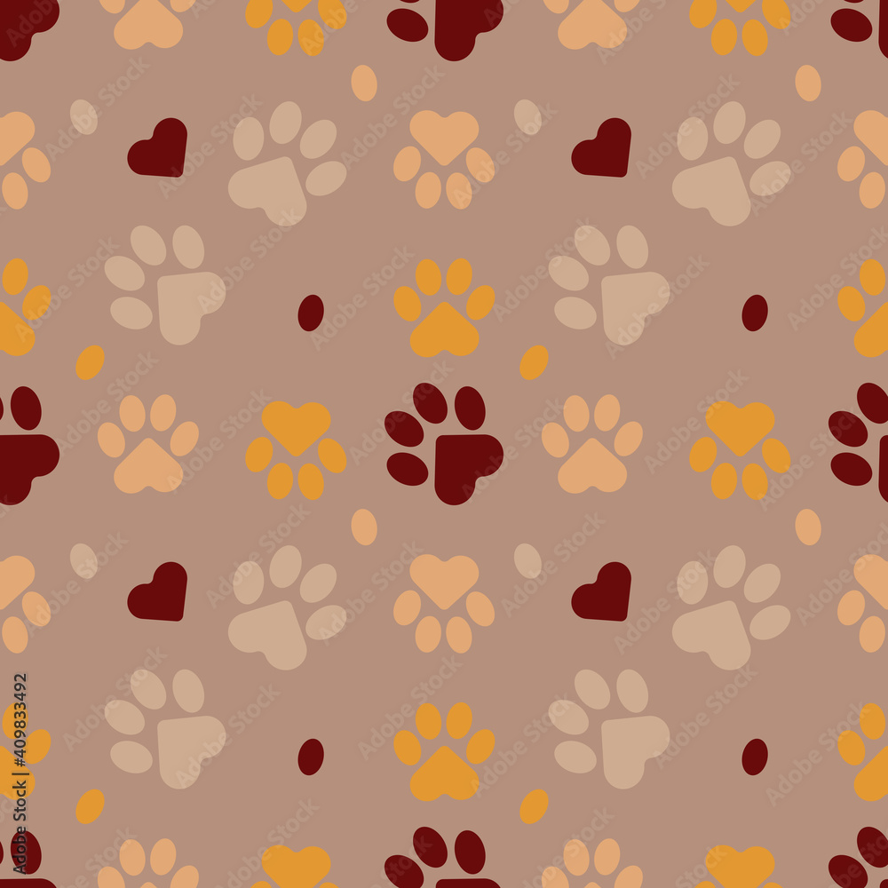 Paws of a cat, dog, puppy. Seamless pink animal footprint pattern for bedding, fabrics, backgrounds, websites, postcards, baby prints, wrapping paper. Paws of a cat, dog, puppy. Seamless pink animal footprint pattern for bedding, fabrics, backgrounds, websites, postcards, baby prints, wrapping paper.