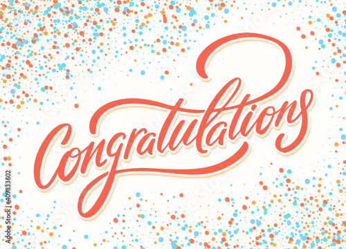 Congratulations. Vector handwritten lettering card.