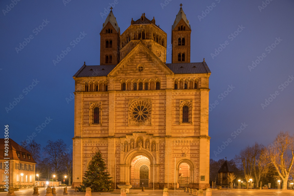 cathedral of speyer at blue hour