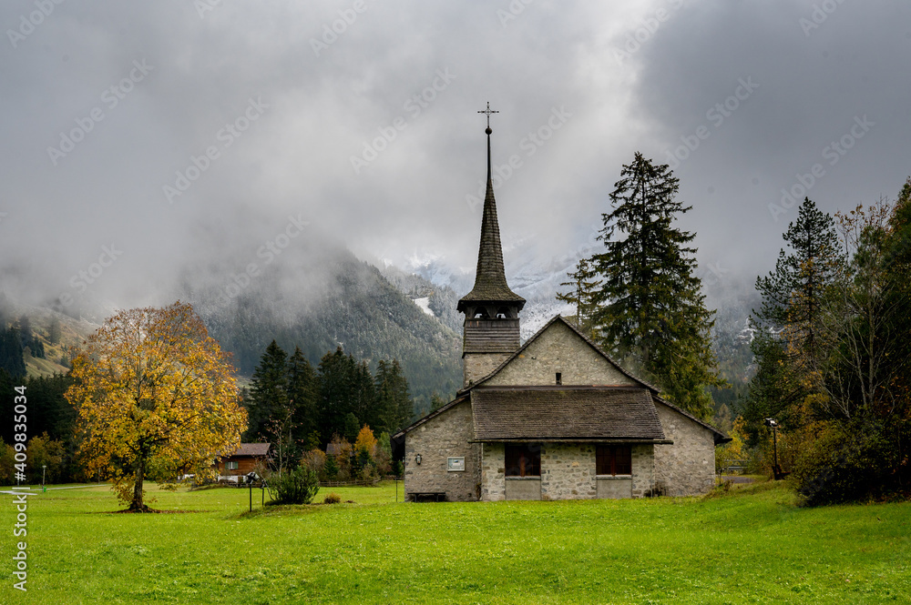 church of Kandersteg in autumn