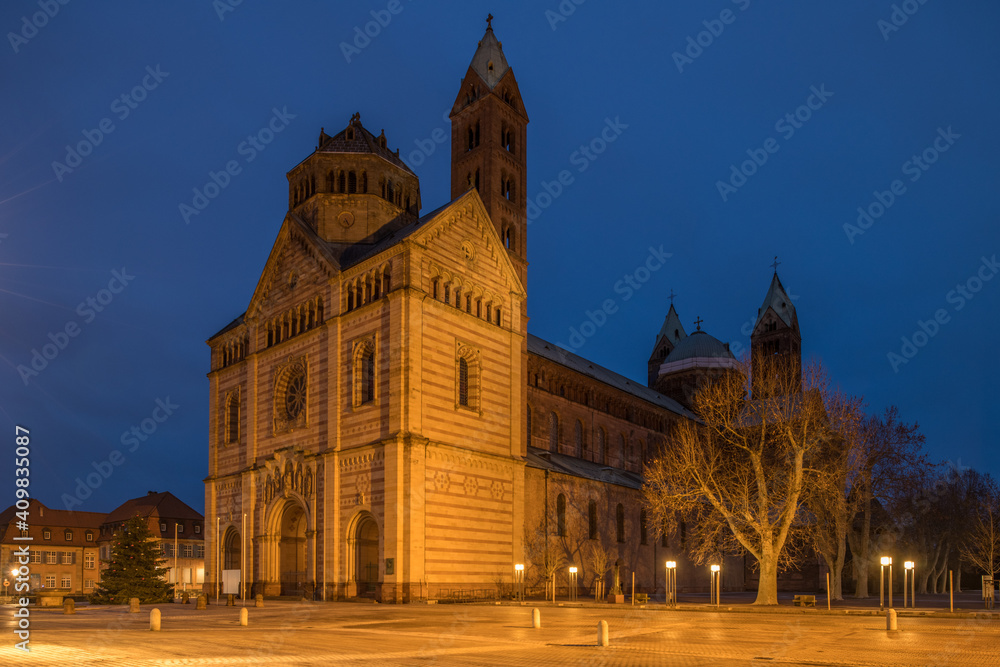 cathedral of speyer at blue hour