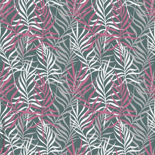 GRAY BACKGROUND WITH COLORFUL PALM LEAVES