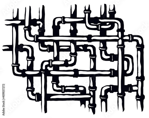 Plumbing pipes. Vector drawing symbol